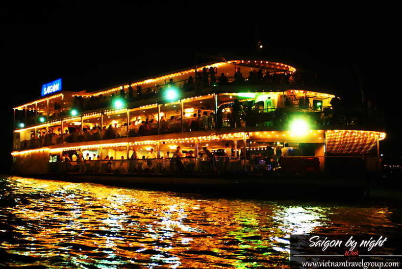 Saigon by Night: Traditional Dinner Cruise - Crossing from land to night: Bach Dang Port and getting ready to board